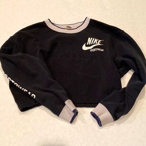 Nike womens crop reversible black and white logo hoodie